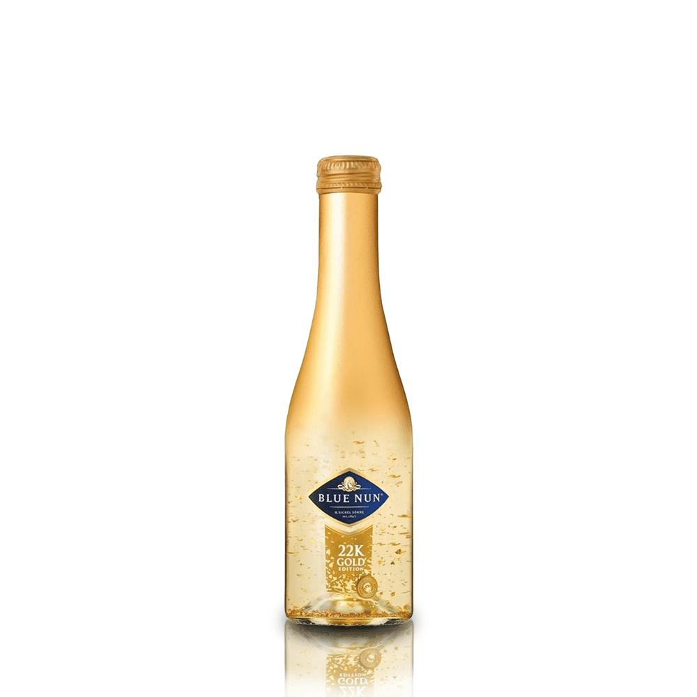 יין לבן יבש מבעבע, בלנד, שבבי זהב 24K, תוצרת גרמניה, כהל בנפח 11%, 200 מ"ל.