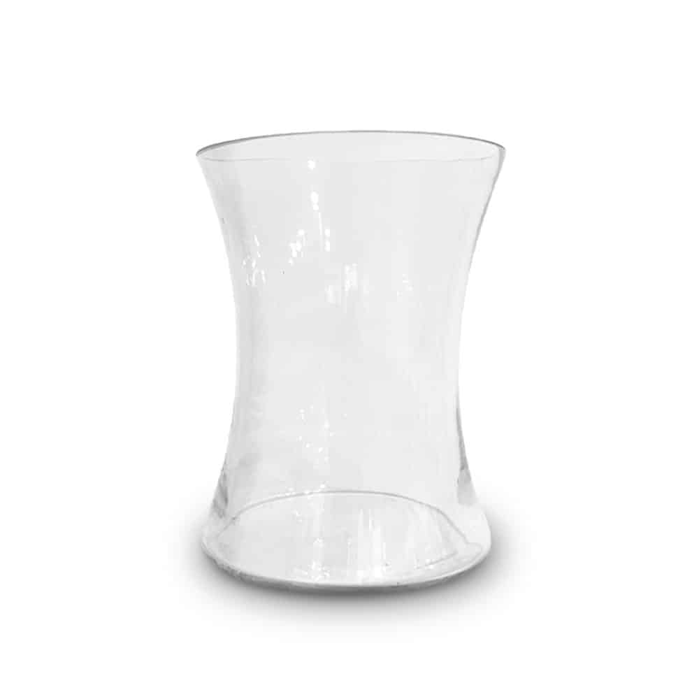 ואזה זכוכית דגם ארובה למראה נקי ואיכותי. מתאימה בעיקר לזרי פרחים נמוכים (בוקטים) 20/15