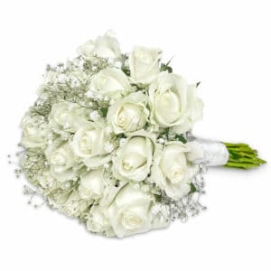 הזר הקלאסי ביותר ליום המיוחד שלך. ורדים בצבע לבן שמנת בשילוב עם גיבסנית לבנה. זר טהור, נקי והכי קלאסי שיש!