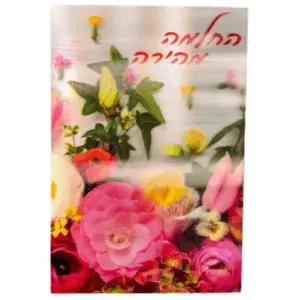 כרטיס ברכה מעוצב תלת מימד החלמה מהירה וציור של פרחים צבעוניים.